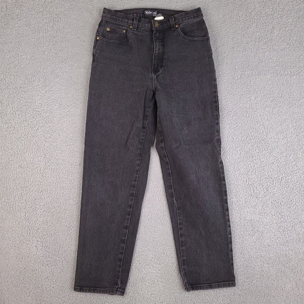 Style & Co. Jeans‎ Womens 8P Petite Black Vintage Denim Mom Jeans 26W x 26.5L